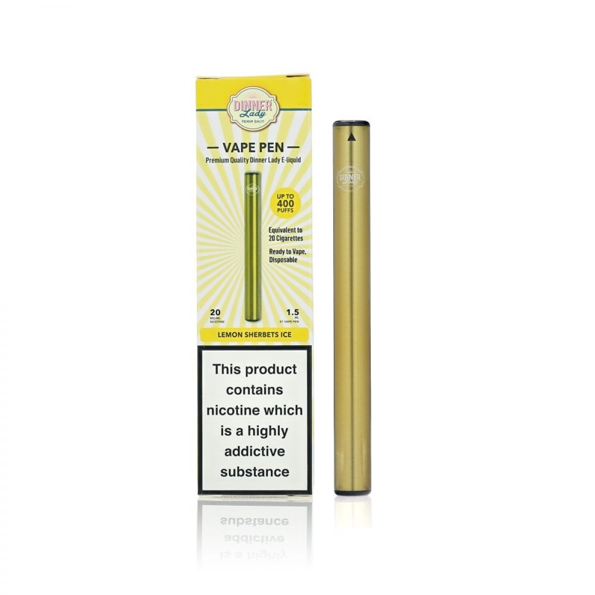 Dinner Lady Lemon Sherbets Ice Disposable Vape Pen 20Mg 1.5ml